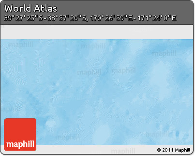 Physical 3D Map of the Area around 39° 12' 22" S, 170° 55' 30" E