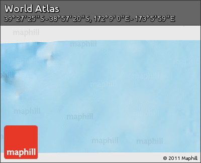 Physical 3D Map of the Area around 39° 12' 22" S, 172° 37' 30" E