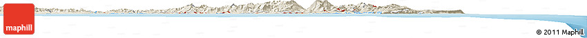 Shaded Relief Horizon Map of the Area around 39° 12' 22" S, 177° 43' 29" E