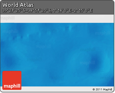 Physical 3D Map of the Area around 39° 12' 22" S, 1° 46' 29" E