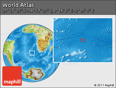Physical Location Map of the Area around 39° 12' 22" S, 1° 46' 29" E