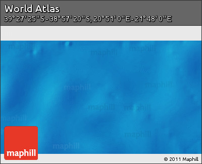 Shaded Relief 3D Map of the Area around 39° 12' 22" S, 21° 19' 30" E