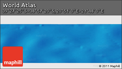 Physical Panoramic Map of the Area around 39° 12' 22" S, 21° 19' 30" E