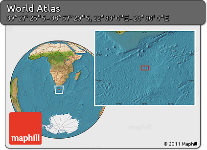 Satellite Location Map of the Area around 39° 12' 22" S, 23° 1' 29" E