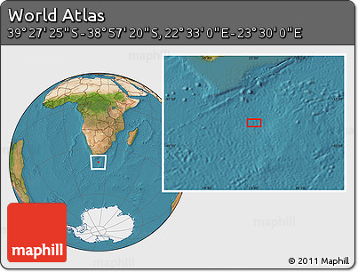 Satellite Location Map of the Area around 39° 12' 22" S, 23° 1' 29" E