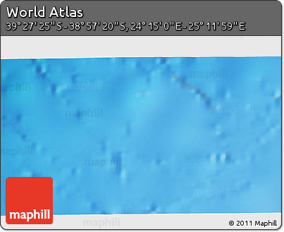 Physical 3D Map of the Area around 39° 12' 22" S, 24° 43' 30" E