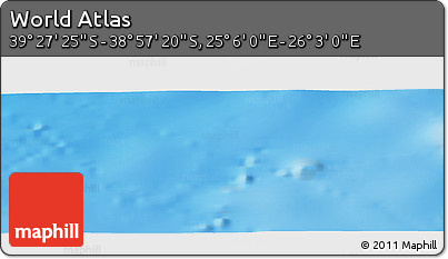 Physical Panoramic Map of the Area around 39° 12' 22" S, 25° 34' 30" E