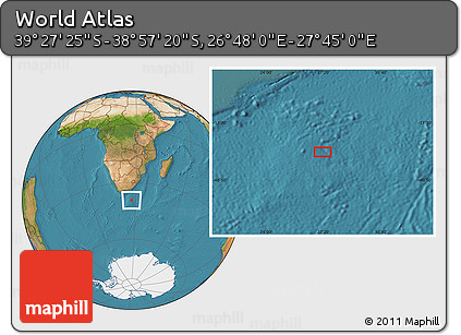 Satellite Location Map of the Area around 39° 12' 22" S, 27° 16' 29" E