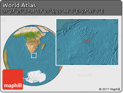Satellite Location Map of the Area around 39° 12' 22" S, 27° 16' 29" E