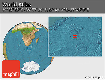 Satellite Location Map of the Area around 39° 12' 22" S, 27° 16' 29" E