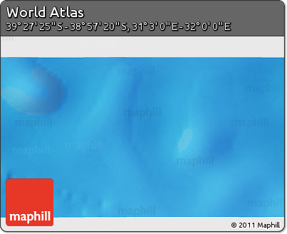 Physical 3D Map of the Area around 39° 12' 22" S, 31° 31' 29" E