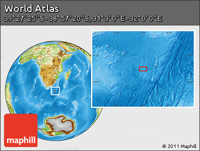 Physical Location Map of the Area around 39° 12' 22" S, 31° 31' 29" E