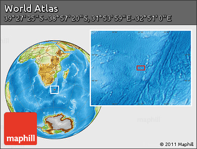 Physical Location Map of the Area around 39° 12' 22" S, 32° 22' 30" E