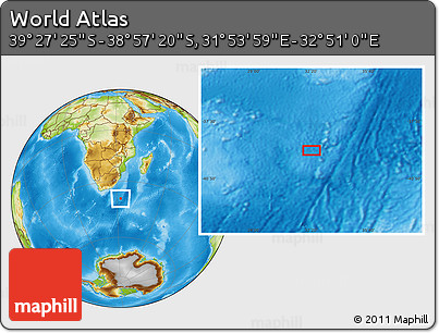 Physical Location Map of the Area around 39° 12' 22" S, 32° 22' 30" E