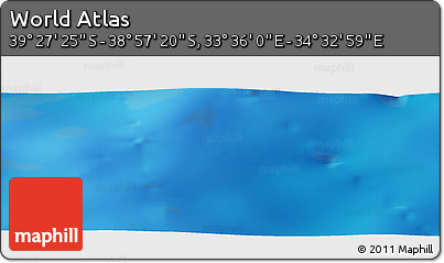 Physical Panoramic Map of the Area around 39° 12' 22" S, 34° 4' 30" E