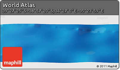Physical Panoramic Map of the Area around 39° 12' 22" S, 34° 55' 29" E
