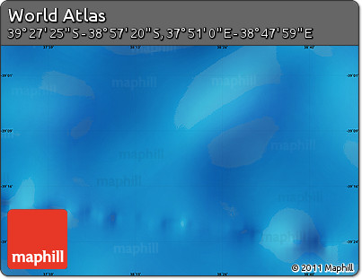 Physical Map of the Area around 39° 12' 22" S, 38° 19' 30" E
