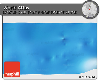 Physical 3D Map of the Area around 39° 12' 22" S, 40° 52' 30" E