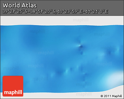Physical 3D Map of the Area around 39° 12' 22" S, 40° 52' 30" E