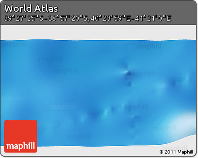 Physical 3D Map of the Area around 39° 12' 22" S, 40° 52' 30" E