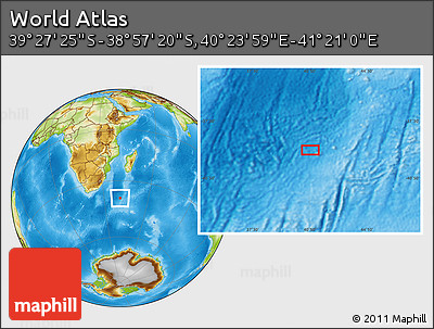 Physical Location Map of the Area around 39° 12' 22" S, 40° 52' 30" E
