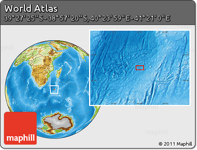 Physical Location Map of the Area around 39° 12' 22" S, 40° 52' 30" E