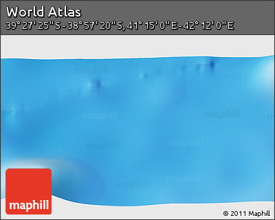 Physical 3D Map of the Area around 39° 12' 22" S, 41° 43' 30" E