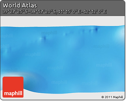Physical 3D Map of the Area around 39° 12' 22" S, 41° 43' 30" E