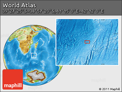 Physical Location Map of the Area around 39° 12' 22" S, 41° 43' 30" E