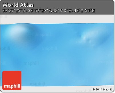 Physical 3D Map of the Area around 39° 12' 22" S, 42° 34' 30" E