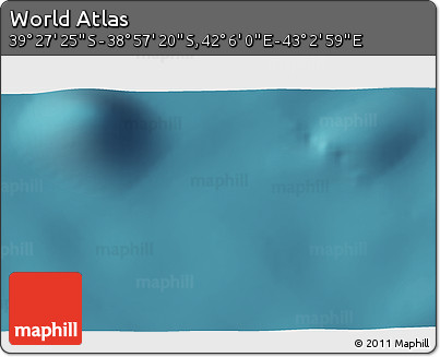 Satellite 3D Map of the Area around 39° 12' 22" S, 42° 34' 30" E