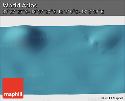 Satellite 3D Map of the Area around 39° 12' 22" S, 42° 34' 30" E