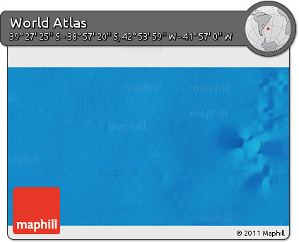 Physical 3D Map of the Area around 39° 12' 22" S, 42° 25' 29" W