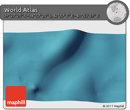 Satellite 3D Map of the Area around 39° 12' 22" S, 43° 25' 29" E