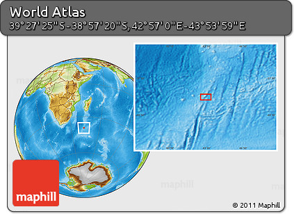 Physical Location Map of the Area around 39° 12' 22" S, 43° 25' 29" E