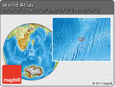 Physical Location Map of the Area around 39° 12' 22" S, 43° 25' 29" E