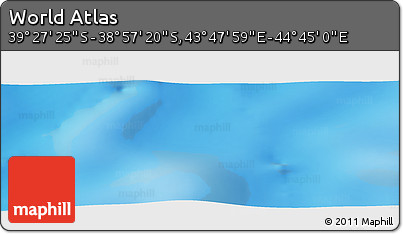 Physical Panoramic Map of the Area around 39° 12' 22" S, 44° 16' 29" E