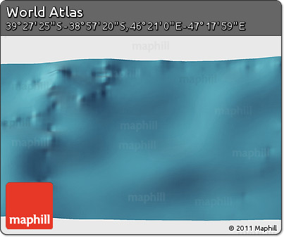 Satellite 3D Map of the Area around 39° 12' 22" S, 46° 49' 30" E