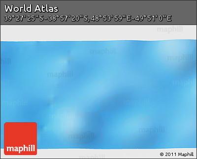 Physical 3D Map of the Area around 39° 12' 22" S, 49° 22' 30" E