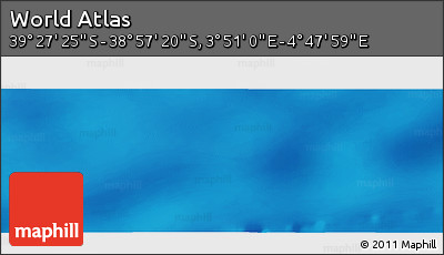 Physical Panoramic Map of the Area around 39° 12' 22" S, 4° 19' 30" E