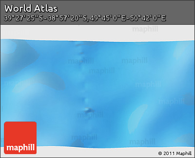 Physical 3D Map of the Area around 39° 12' 22" S, 50° 13' 30" E