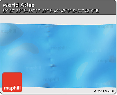 Physical 3D Map of the Area around 39° 12' 22" S, 50° 13' 30" E