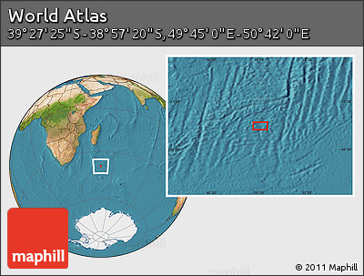 Satellite Location Map of the Area around 39° 12' 22" S, 50° 13' 30" E