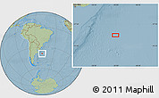 Savanna Style Location Map of the area around 39° 12' 22" S, 50° 4' 30" W, hill shading