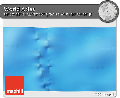 Physical 3D Map of the Area around 39° 12' 22" S, 51° 4' 30" E
