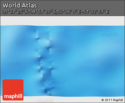 Physical 3D Map of the Area around 39° 12' 22" S, 51° 4' 30" E