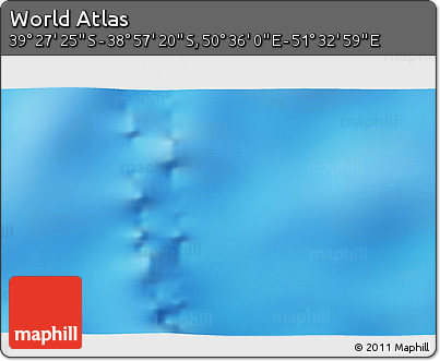 Physical 3D Map of the Area around 39° 12' 22" S, 51° 4' 30" E