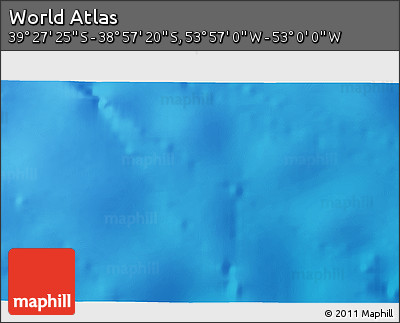 Physical 3D Map of the Area around 39° 12' 22" S, 53° 28' 30" W