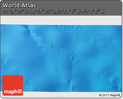 Physical 3D Map of the Area around 39° 12' 22" S, 53° 28' 30" W
