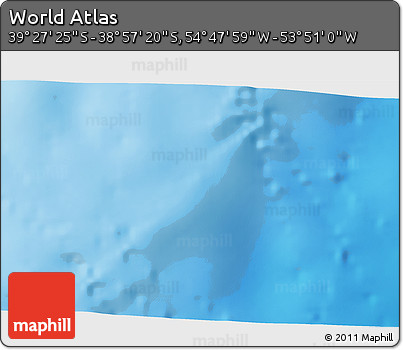 Physical 3D Map of the Area around 39° 12' 22" S, 54° 19' 30" W